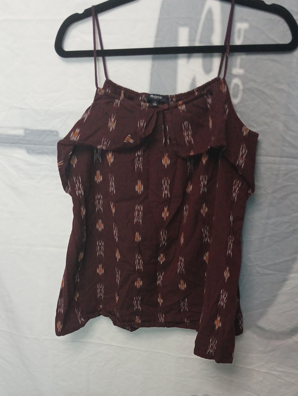 Madewell Maroon Printed Ruffle-Front Cami